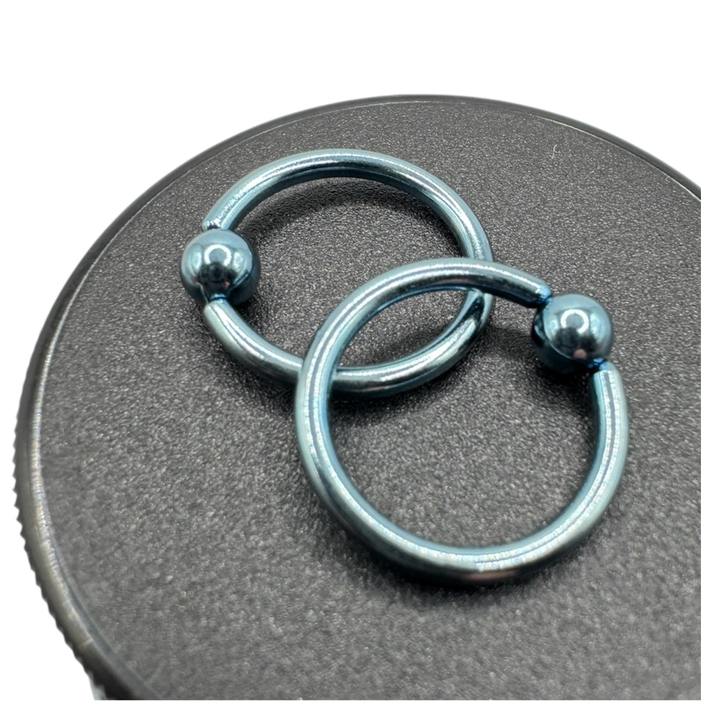 Pair 14g 12 Lt Blue Titanium Captive Bead Rings  Body Piercing Jewelry